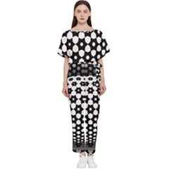 Sphere Spherical Circular Monochrome Circle Art Batwing Lightweight Chiffon Jumpsuit by Jancukart