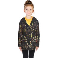 Abstract Visualization Graphic Background Textures Kids  Double Breasted Button Coat