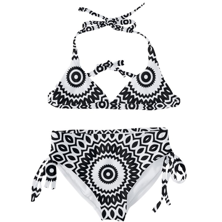 Circular Concentric Radial Symmetry Abstract Kids  Classic Bikini Set