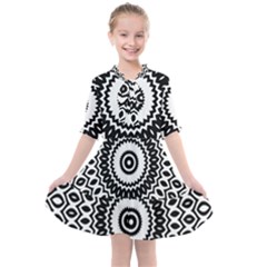 Circular Concentric Radial Symmetry Abstract Kids  All Frills Chiffon Dress