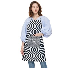 Pattern Wave Symmetry Monochrome Abstract Pocket Apron by Jancukart