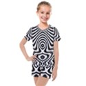 Monochrome Symmetry Abstract Kids  Mesh Tee and Shorts Set View1