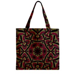 Mandala Rosette Pattern Kaleidoscope Abstract Zipper Grocery Tote Bag by Jancukart