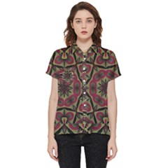 Mandala Rosette Pattern Kaleidoscope Abstract Short Sleeve Pocket Shirt by Jancukart