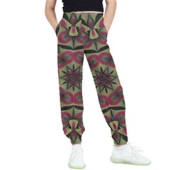 Mandala Rosette Pattern Kaleidoscope Abstract Kids  Elastic Waist Pants by Jancukart