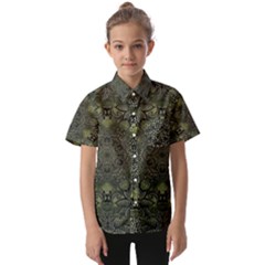 Mandala Rosette Kaleidoscope Floral Background Kids  Short Sleeve Shirt