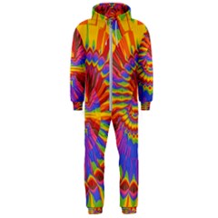 Colorful Spiral Abstract Swirl Twirl Art Pattern Hooded Jumpsuit (men)