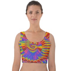 Colorful Spiral Abstract Swirl Twirl Art Pattern Velvet Crop Top by Jancukart