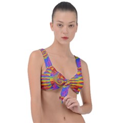 Colorful Spiral Abstract Swirl Twirl Art Pattern Front Tie Bikini Top by Jancukart