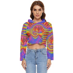 Colorful Spiral Abstract Swirl Twirl Art Pattern Women s Lightweight Cropped Hoodie