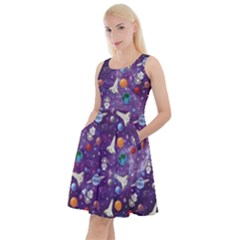 I Need Space Purple Galaxy Knee Length Skater Dress With Pockets by ALIXE