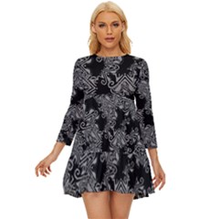 Modern Tribalism Elegance Print Long Sleeve Babydoll Dress by dflcprintsclothing