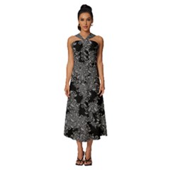 Modern Tribalism Elegance Print Sleeveless Cross Front Cocktail Midi Chiffon Dress by dflcprintsclothing