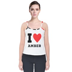 I Love Amber Velvet Spaghetti Strap Top by ilovewhateva