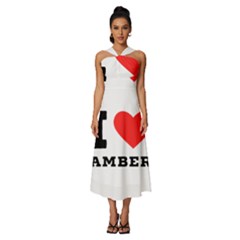 I Love Amber Sleeveless Cross Front Cocktail Midi Chiffon Dress by ilovewhateva
