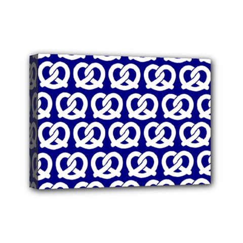 Navy Pretzel Illustrations Pattern Mini Canvas 7  X 5  (stretched) by GardenOfOphir