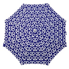 Navy Pretzel Illustrations Pattern Straight Umbrellas by GardenOfOphir