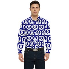 Navy Pretzel Illustrations Pattern Men s Long Sleeve  Shirt by GardenOfOphir