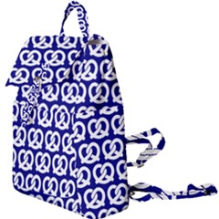 Navy Pretzel Illustrations Pattern Buckle Everyday Backpack by GardenOfOphir