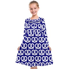 Navy Pretzel Illustrations Pattern Kids  Midi Sailor Dress by GardenOfOphir