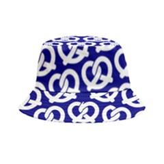 Navy Pretzel Illustrations Pattern Bucket Hat by GardenOfOphir