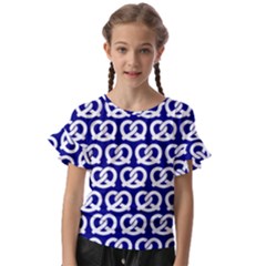 Navy Pretzel Illustrations Pattern Kids  Cut Out Flutter Sleeves by GardenOfOphir