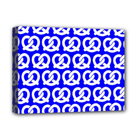 Blue Pretzel Illustrations Pattern Deluxe Canvas 16  X 12  (stretched)  by GardenOfOphir