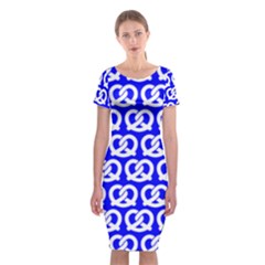 Blue Pretzel Illustrations Pattern Classic Short Sleeve Midi Dress by GardenOfOphir