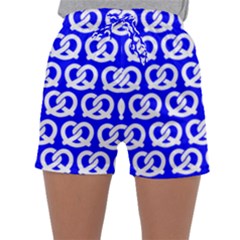 Blue Pretzel Illustrations Pattern Sleepwear Shorts by GardenOfOphir