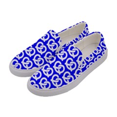 Blue Pretzel Illustrations Pattern Women s Canvas Slip Ons by GardenOfOphir