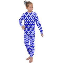 Blue Pretzel Illustrations Pattern Kids  Long Sleeve Set  by GardenOfOphir