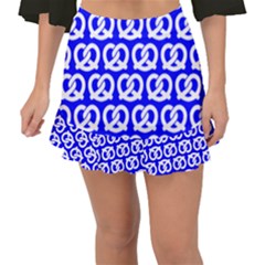Blue Pretzel Illustrations Pattern Fishtail Mini Chiffon Skirt by GardenOfOphir