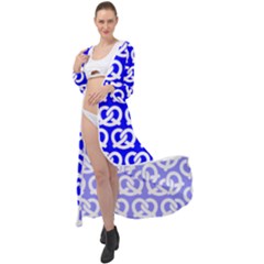 Blue Pretzel Illustrations Pattern Maxi Chiffon Beach Wrap by GardenOfOphir