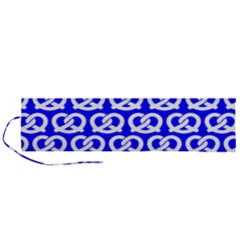 Blue Pretzel Illustrations Pattern Roll Up Canvas Pencil Holder (l) by GardenOfOphir