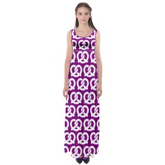 Purple Pretzel Illustrations Pattern Empire Waist Maxi Dress by GardenOfOphir