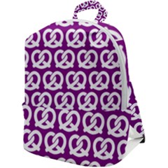 Purple Pretzel Illustrations Pattern Zip Up Backpack