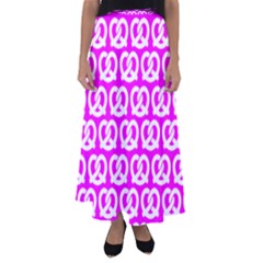 Pink Pretzel Illustrations Pattern Flared Maxi Skirt by GardenOfOphir