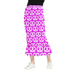 Pink Pretzel Illustrations Pattern Maxi Fishtail Chiffon Skirt