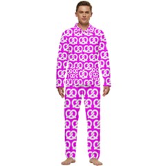 Pink Pretzel Illustrations Pattern Men s Long Sleeve Velvet Pocket Pajamas Set by GardenOfOphir