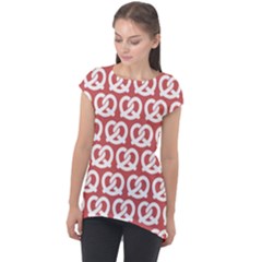 Trendy Pretzel Illustrations Pattern Cap Sleeve High Low Top by GardenOfOphir