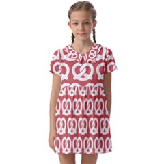 Trendy Pretzel Illustrations Pattern Kids  Asymmetric Collar Dress by GardenOfOphir