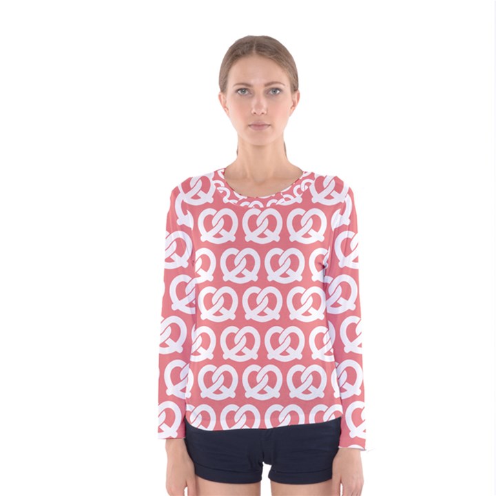 Chic Pretzel Illustrations Pattern Women s Long Sleeve Tee