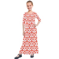 Coral Pretzel Illustrations Pattern Kids  Quarter Sleeve Maxi Dress by GardenOfOphir