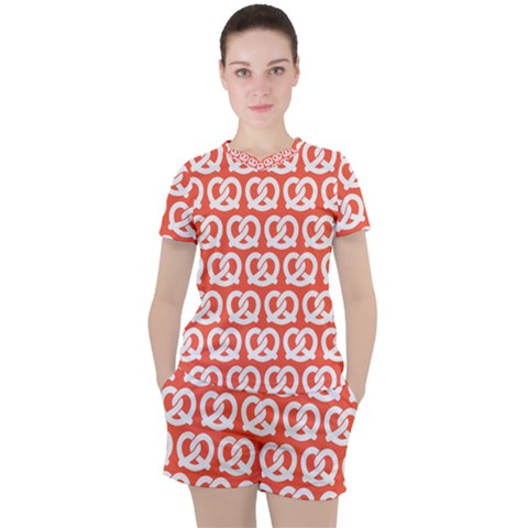 Coral Pretzel Illustrations Pattern Women s Tee And Shorts Set by GardenOfOphir