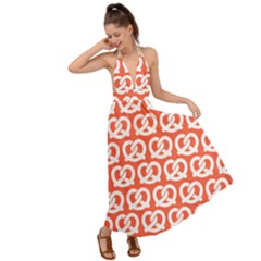 Coral Pretzel Illustrations Pattern Backless Maxi Beach Dress by GardenOfOphir