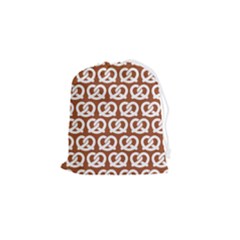 Brown Pretzel Illustrations Pattern Drawstring Pouch (small) by GardenOfOphir