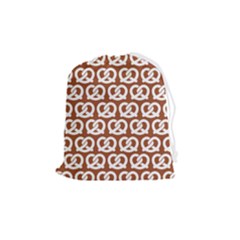 Brown Pretzel Illustrations Pattern Drawstring Pouch (medium) by GardenOfOphir