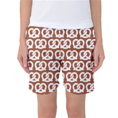 Brown Pretzel Illustrations Pattern Women s Basketball Shorts by GardenOfOphir