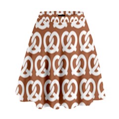 Brown Pretzel Illustrations Pattern High Waist Skirt by GardenOfOphir