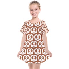 Brown Pretzel Illustrations Pattern Kids  Smock Dress by GardenOfOphir